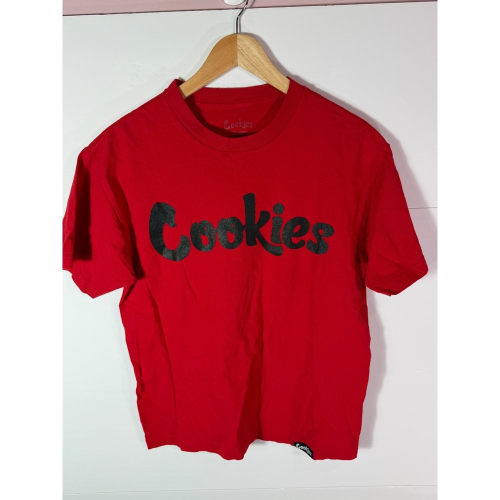 Cookies SF Mens Red Script Logo Graphic T-Shirt Medium Streetwear Tee